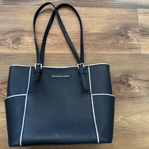 Michael Kors Black Tote with Silver Trim